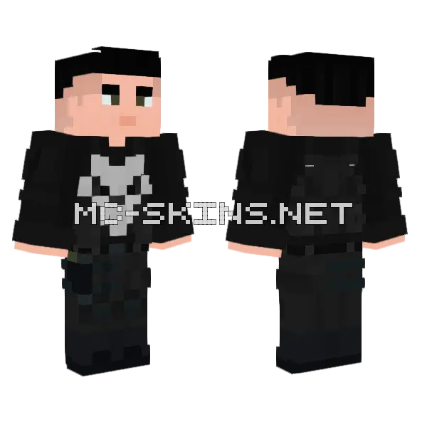 The Punisher Minecraft skin, front and back