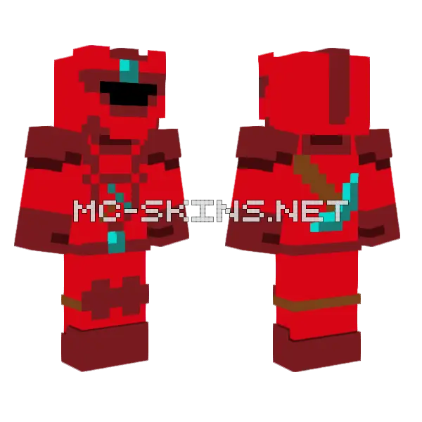 The Red Miner Minecraft skin, front and back