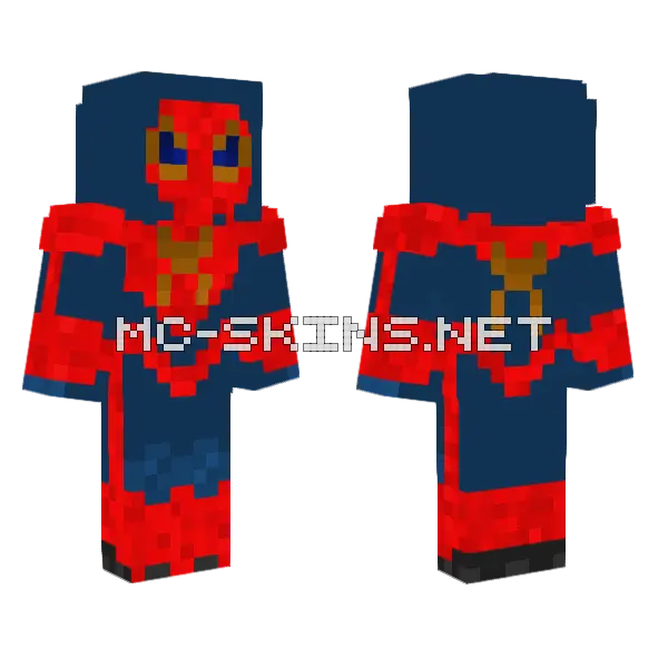 The Spider-Man Minecraft skin, front and back