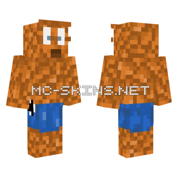 The Thing Ben Grimm Minecraft skin, front and back