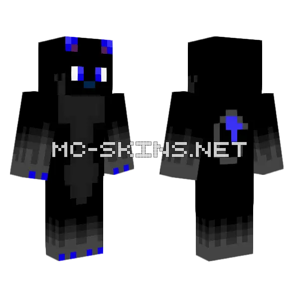 Themoonwolf Black V2 Minecraft skin, front and back