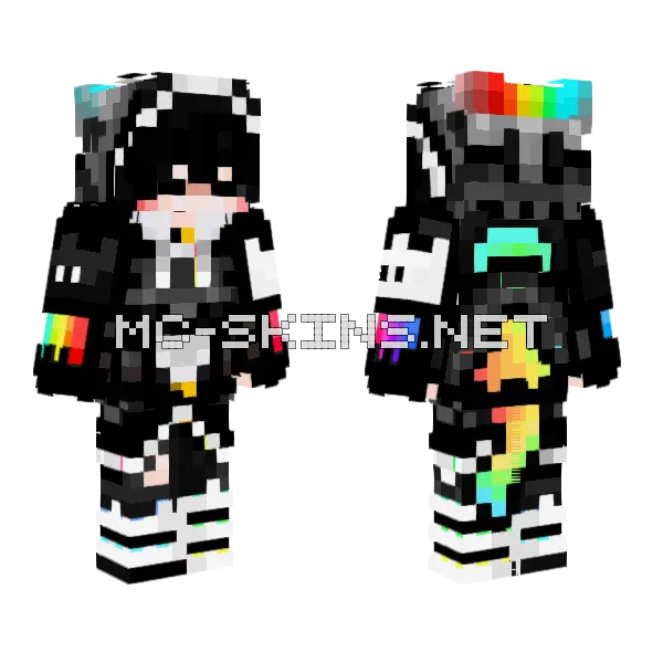 Thevidus Rainbow Accents Minecraft skin, front and back