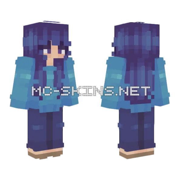 Threnody Blue Outfit Minecraft skin, front and back