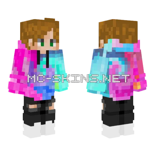 Tie Dye Gamecraft Girl Minecraft skin, front and back