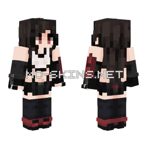 Tifa Lockhart V2 Minecraft skin, front and back