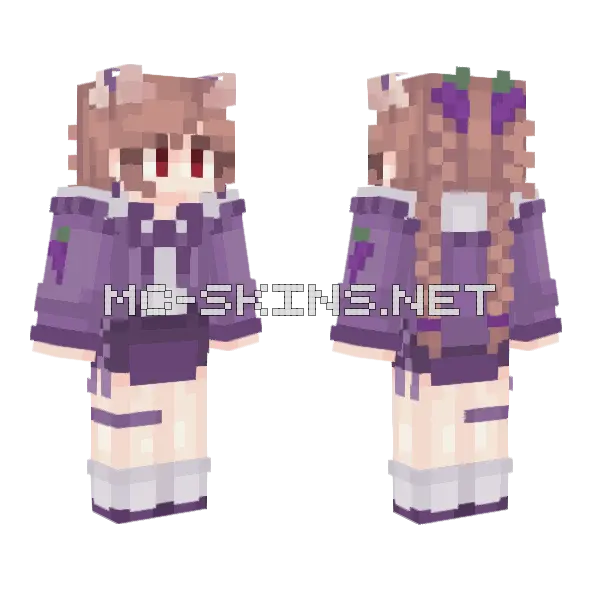 Tinakitten Purple Grapes Outfit Minecraft skin, front and back