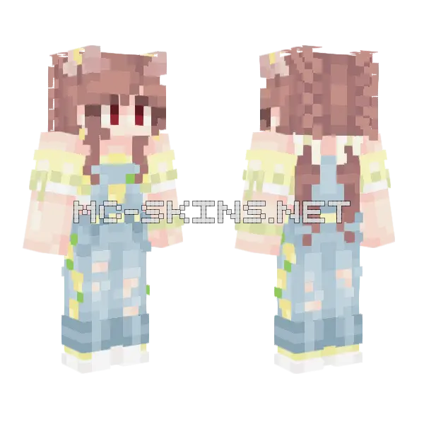 Tinakitten Yellow Lemon Outfit Minecraft skin, front and back