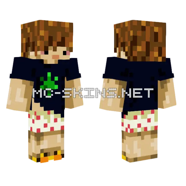 Tired Boy in Pajamas Minecraft skin, front and back