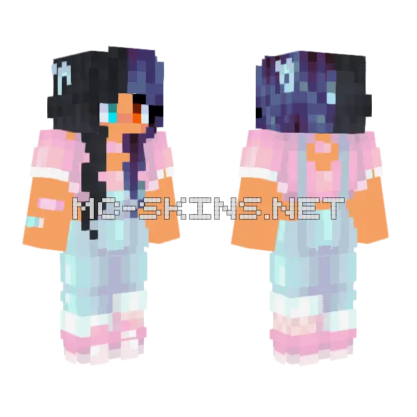 Tired Sleepy Girl Minecraft skin, front and back