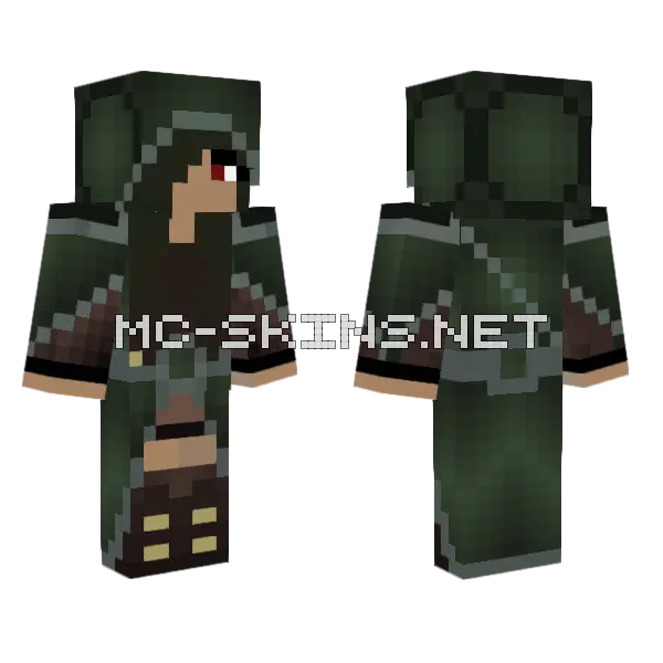 Tisifona Green Outfit Minecraft skin, front and back