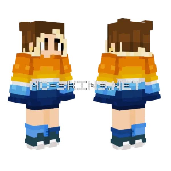 Tnt Gnome Sunset Hoodie Orange Minecraft skin, front and back