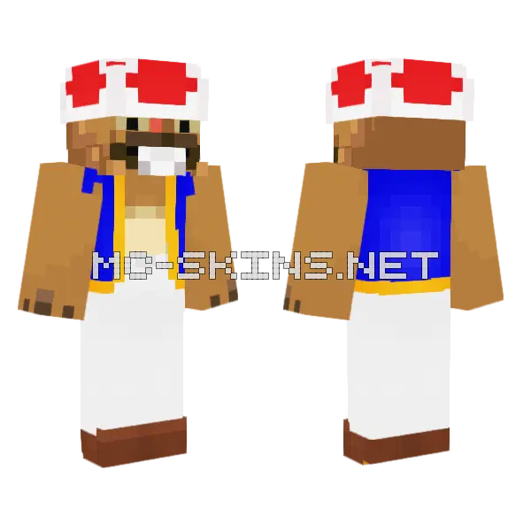 Toad Bidoof Minecraft skin, front and back