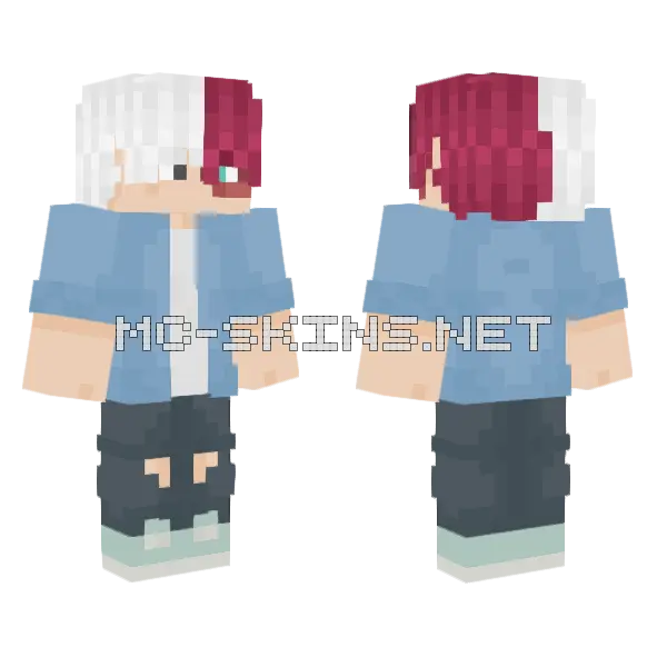 Todoroki Blue Jacket Minecraft skin, front and back