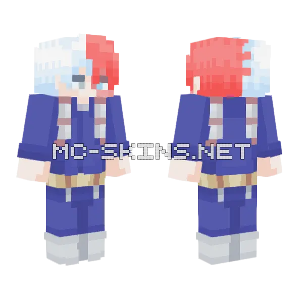Todoroki Blue Outfit Minecraft skin, front and back
