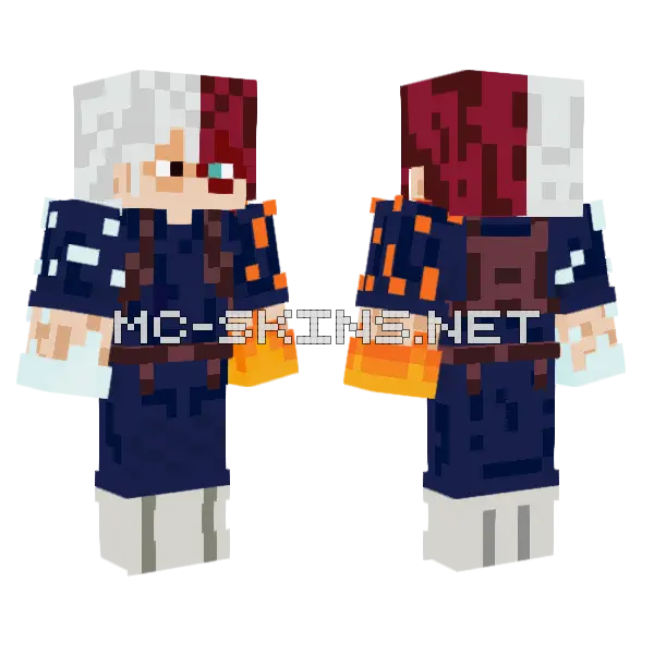 Todoroki Blue Outfit Minecraft skin, front and back