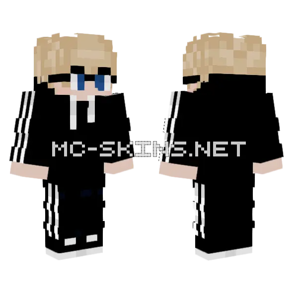 Tommy Black Tracksuit Me Minecraft skin, front and back