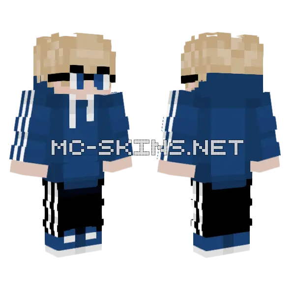 Tommy Blue Tracksuit Minecraft skin, front and back