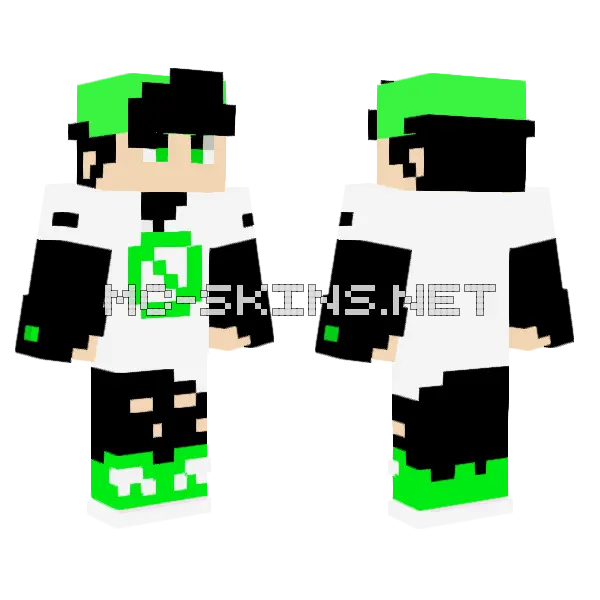 Tonyvoidx Green Hair Minecraft skin, front and back