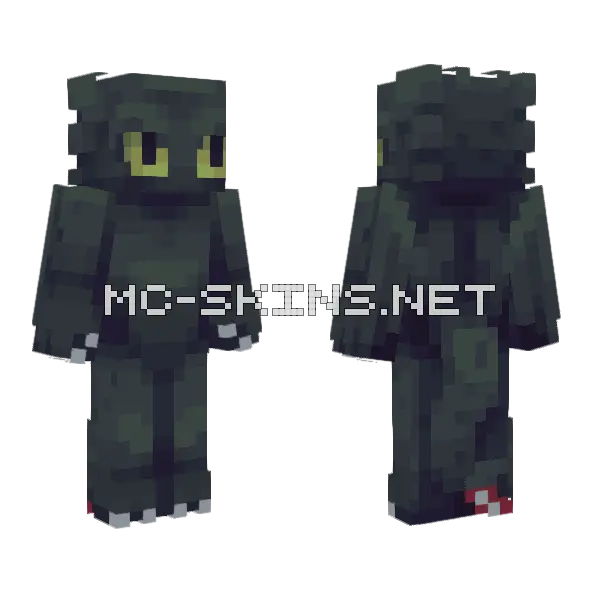 Toothless Updated Minecraft skin, front and back