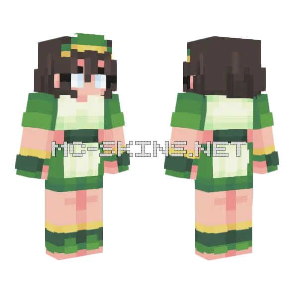 Toph Beifong Minecraft skin, front and back