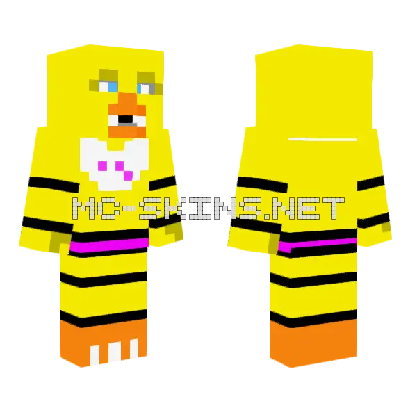 Toy Chica FNAF 2 Minecraft skin, front and back
