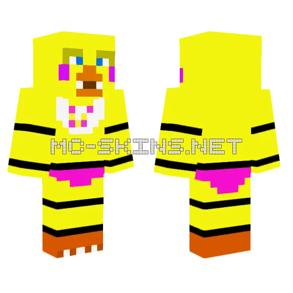 Toy Chica FNAF 2 Minecraft skin, front and back