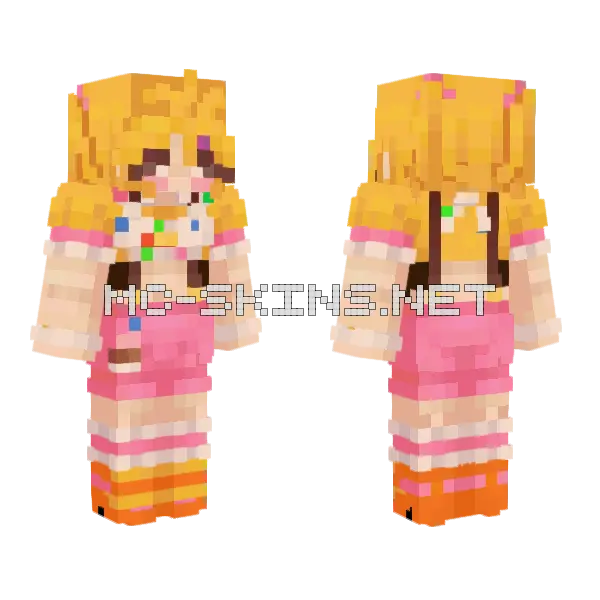 Toy Chica Gijinka Minecraft skin, front and back