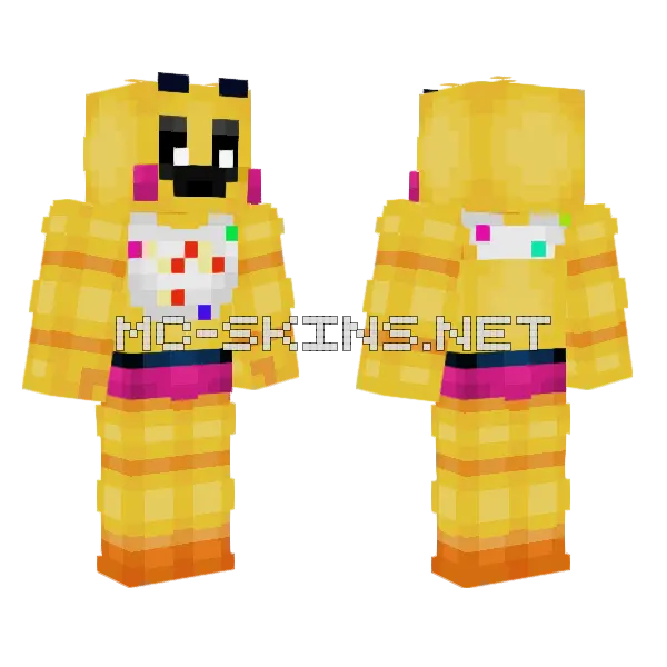 Toy Chica No Beak Minecraft skin, front and back