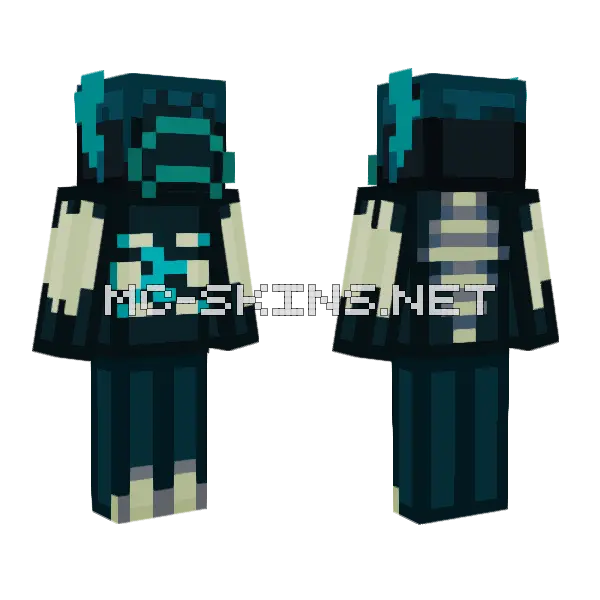 Toy Warden Minecraft skin, front and back