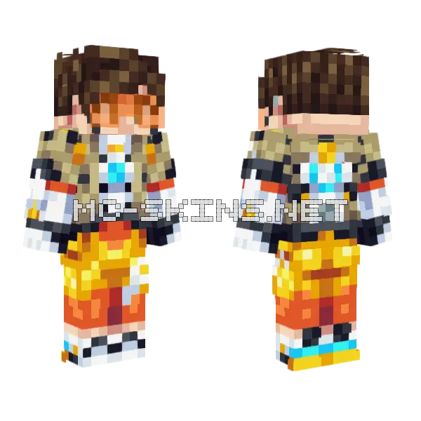 Tracer Overwatch 2 Minecraft skin, front and back
