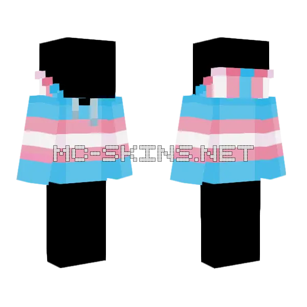 Trans Hoodie Pride Minecraft skin, front and back