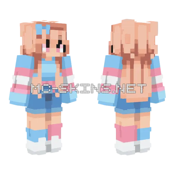 Trans Visibility Day Minecraft skin, front and back