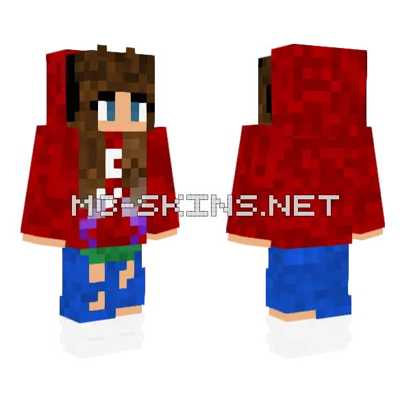 Transbian W Red Hoodie Minecraft skin, front and back