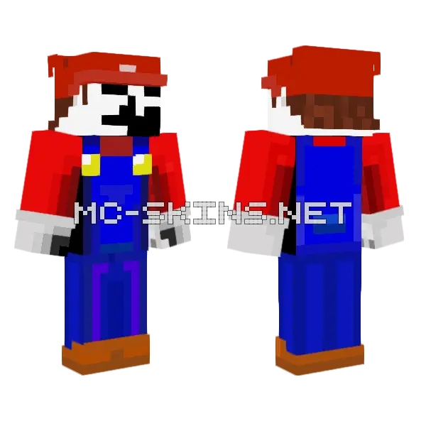 Traumatized Mario Minecraft skin, front and back