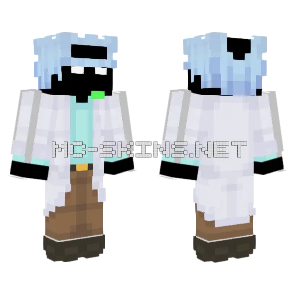 Tripple27 Rick Sanchez Minecraft skin, front and back