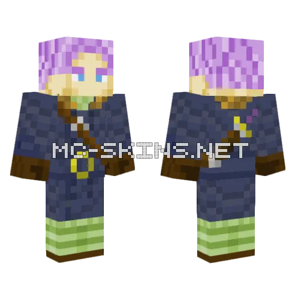 Trunks Xenoverse Minecraft skin, front and back