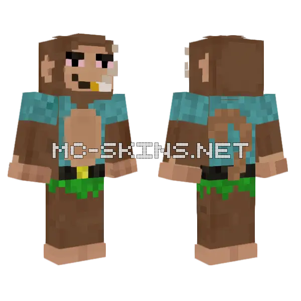 Tuff Monkey Minecraft skin, front and back