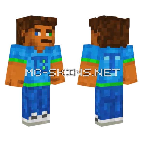 Turnr8 Blue Hoodie Minecraft skin, front and back