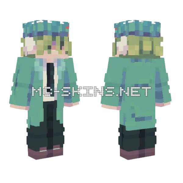 Turquoise Sfa 9 Minecraft skin, front and back