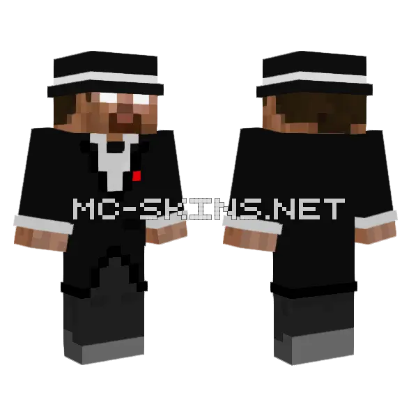 Tuxedo Herobrine Minecraft skin, front and back