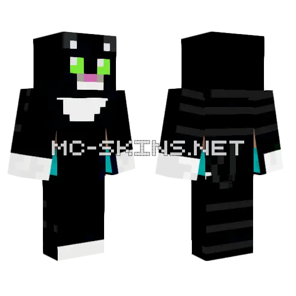 Tuxedo Kitty Cat Minecraft skin, front and back