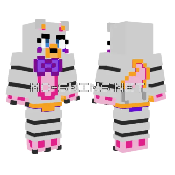 Twizzy FNAF Animatronic Minecraft skin, front and back