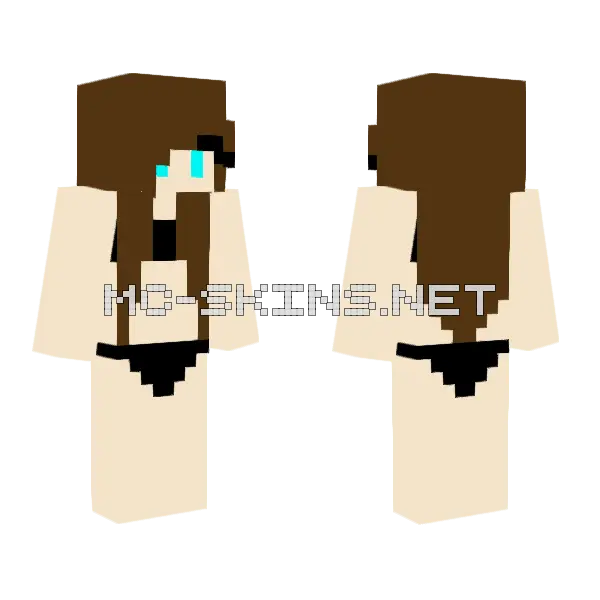 Two Piece Swimsuit Girl Black Minecraft skin, front and back