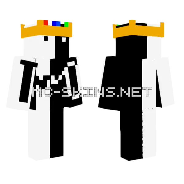 Two With Crown Minecraft skin, front and back