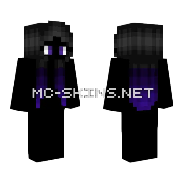 Typical Dye Hair Black Purple Minecraft skin, front and back