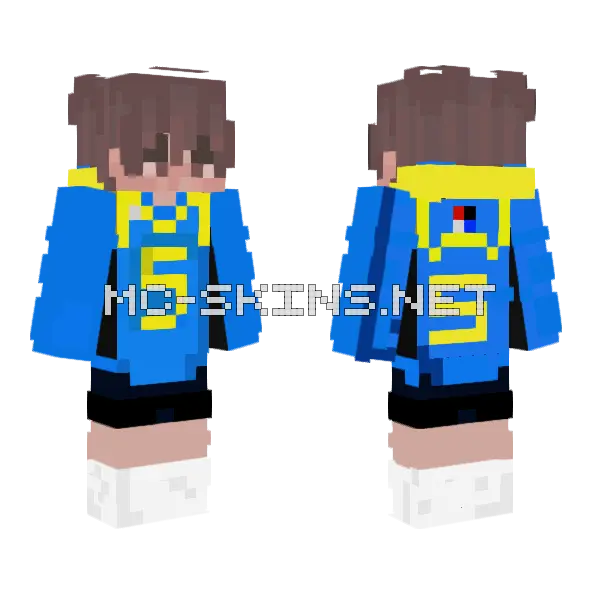 UCLA Basketball Boy Minecraft skin, front and back