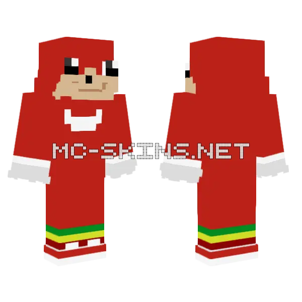 Ugandan Knuckles Minecraft skin, front and back