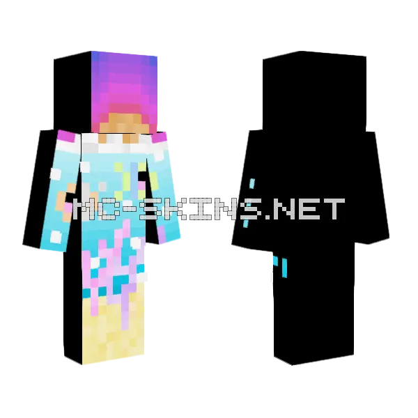 Under The Sea Pixelart Minecraft skin, front and back