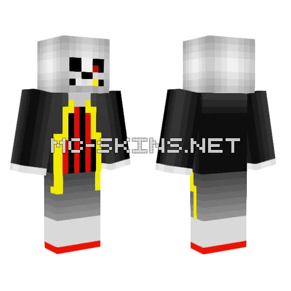 Underfell Sans Minecraft skin, front and back