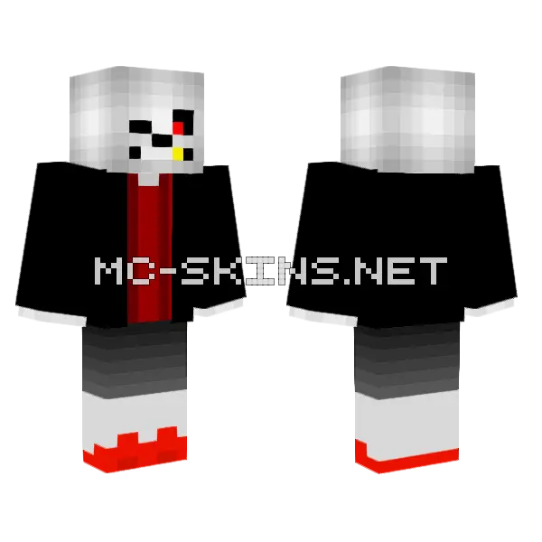 Underfell Sans Minecraft skin, front and back